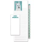 White Shepherd To Do List Magnetic Shopping Pad Notepad & Pencil Gift Set