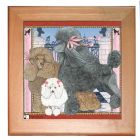 Poodle Dog Kitchen Ceramic Trivet Framed in Pine 8" x 8"