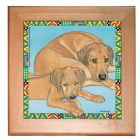 Rhodesian Ridgeback Dog Kitchen Ceramic Trivet Framed in Pine 8" x 8"